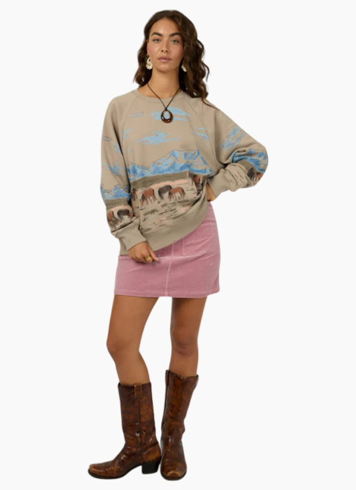 All about eve Wild Horses Box Raglan Crew