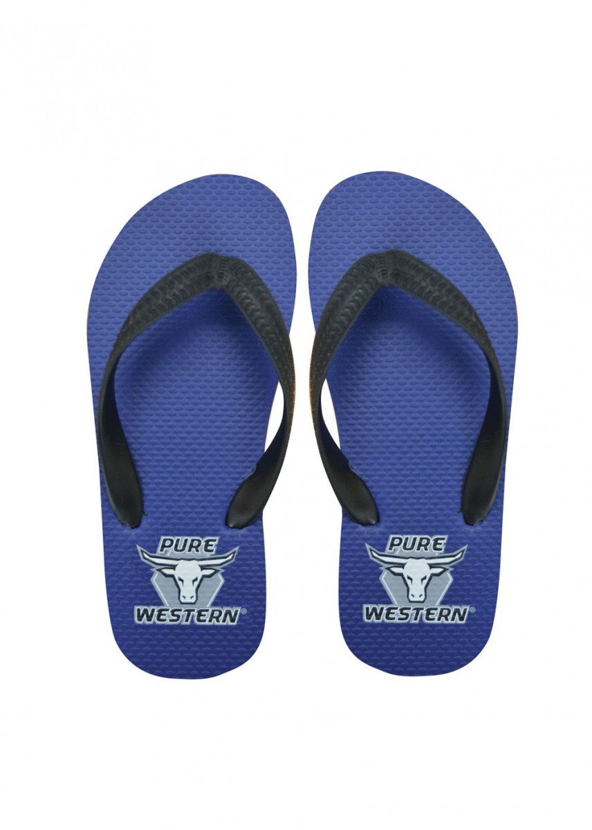 Pure Western Kids Thongs - Wazza - Royal/Black