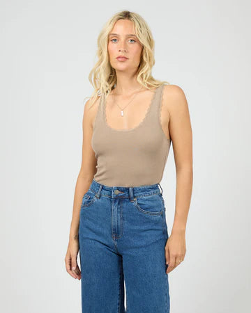 All About Eve Washed Rib Lace Tank