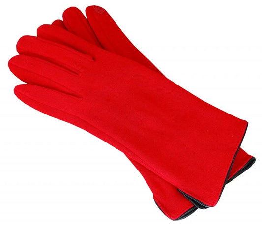 POLYESTER STRETCH GLOVE W/ FAUX LEATHER CUFF BIND