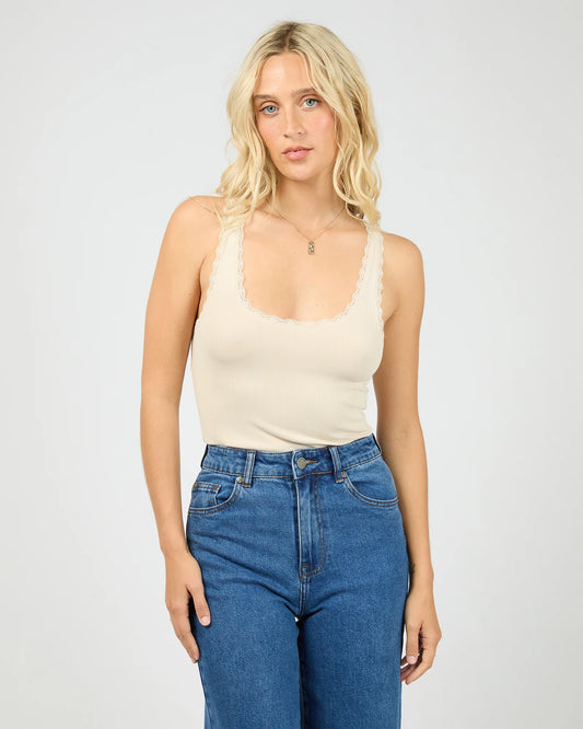Silent Theory Washed Rib Lace Tank