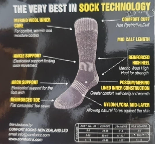 Comfort Socks Possum Merino Boot sock