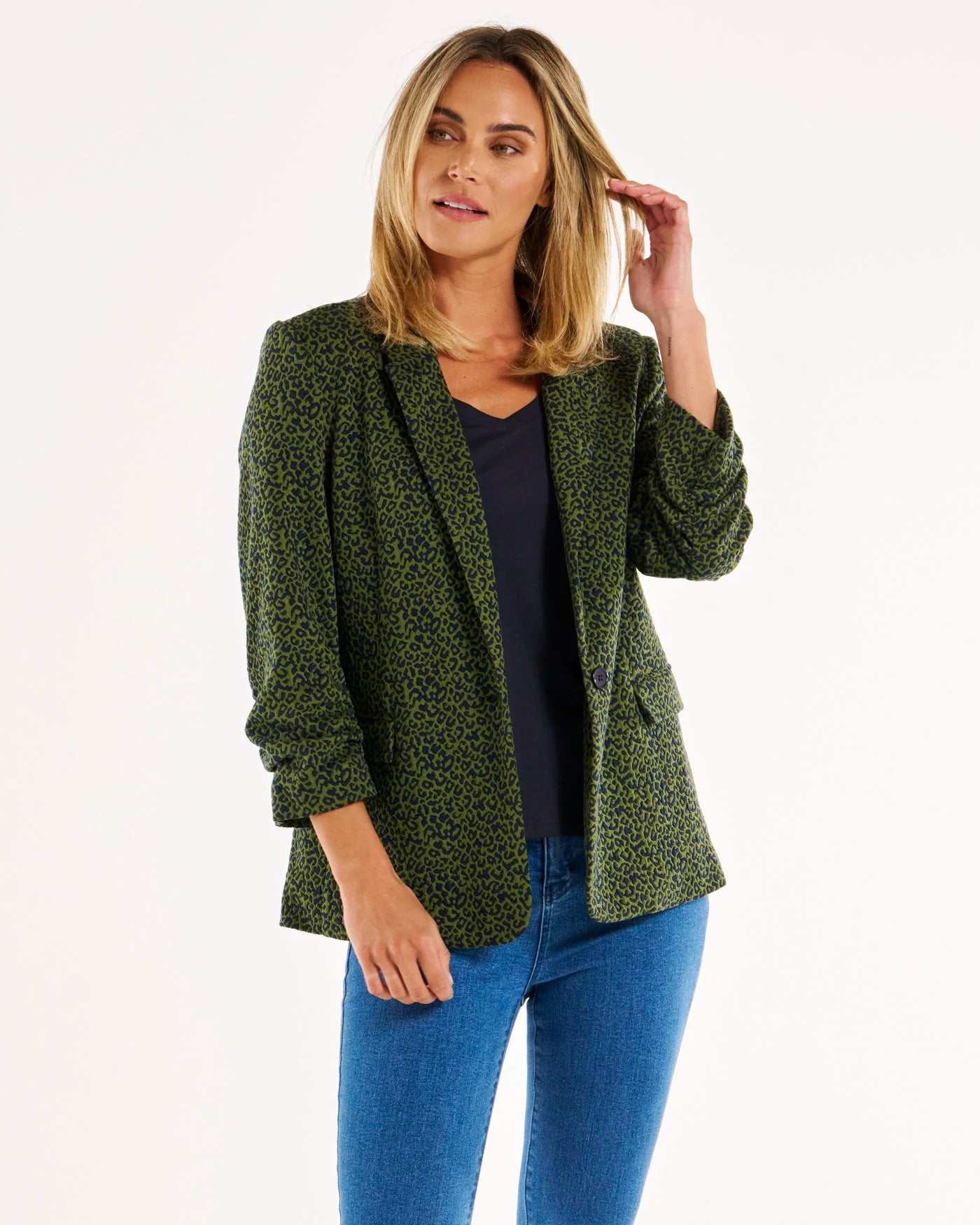 Betty Basics Leopard Jacquard Blazer