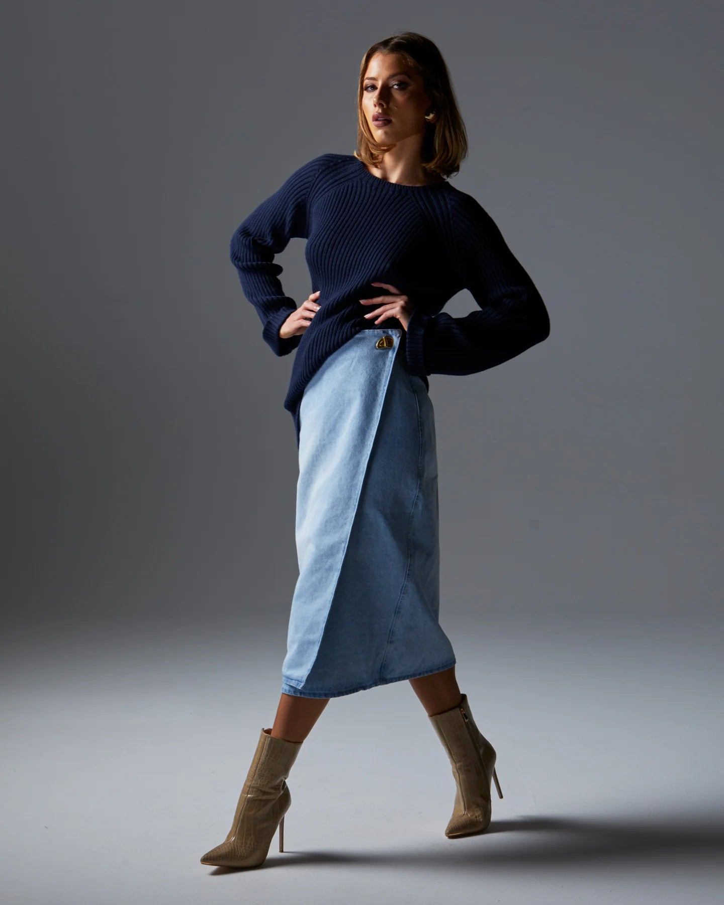 Fate and Becker Flight Denim Wrap Skirt