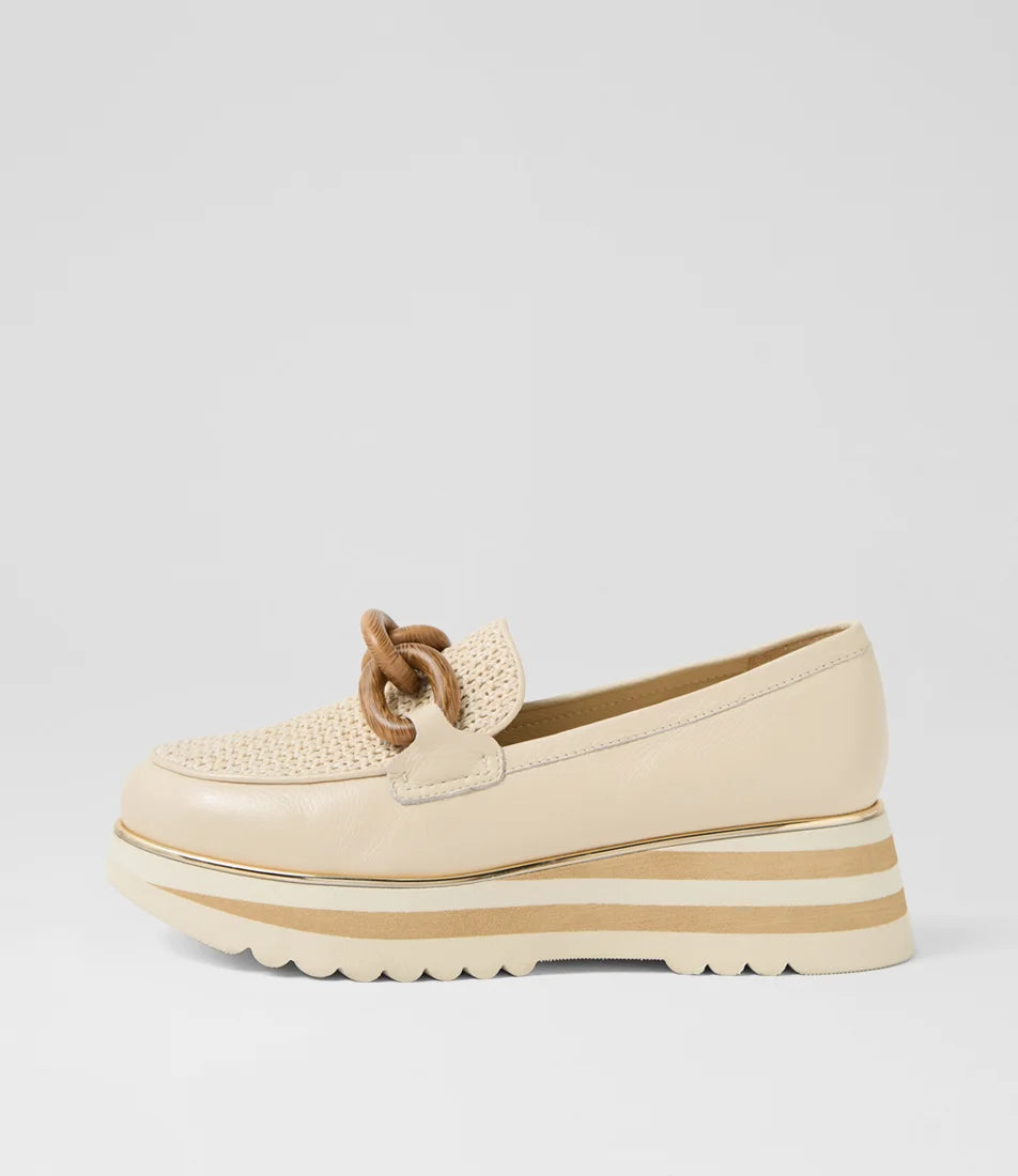 Django and Juliette Eggey Leather Synthetic Raffia Loafers