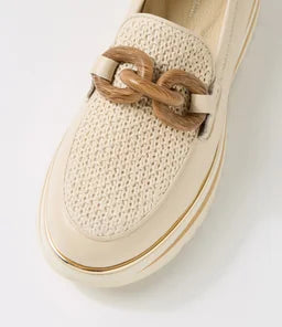 Django and Juliette Eggey Leather Synthetic Raffia Loafers