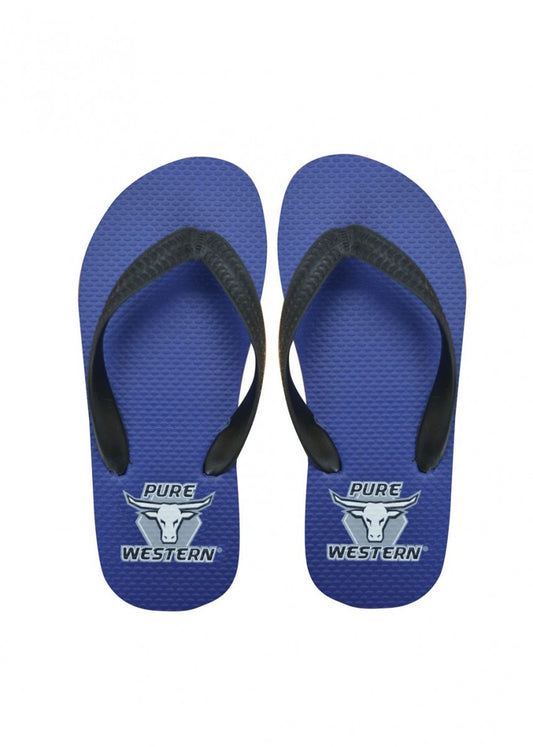 Pure Western Kids Thongs - Wazza - Royal/Black